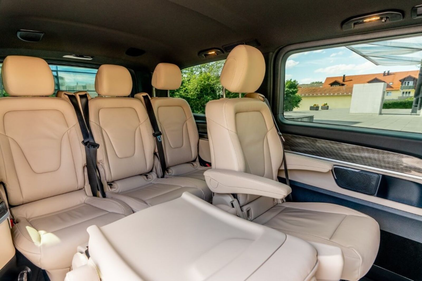 Minivan Mercedes V300d 4matic interior back seats.